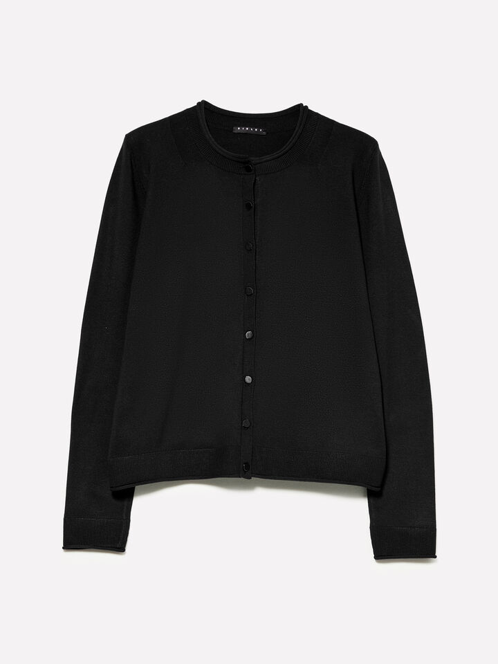 Cardigan noir coupe régulière - cardigans pour femme - Noir | Sisley image number 1